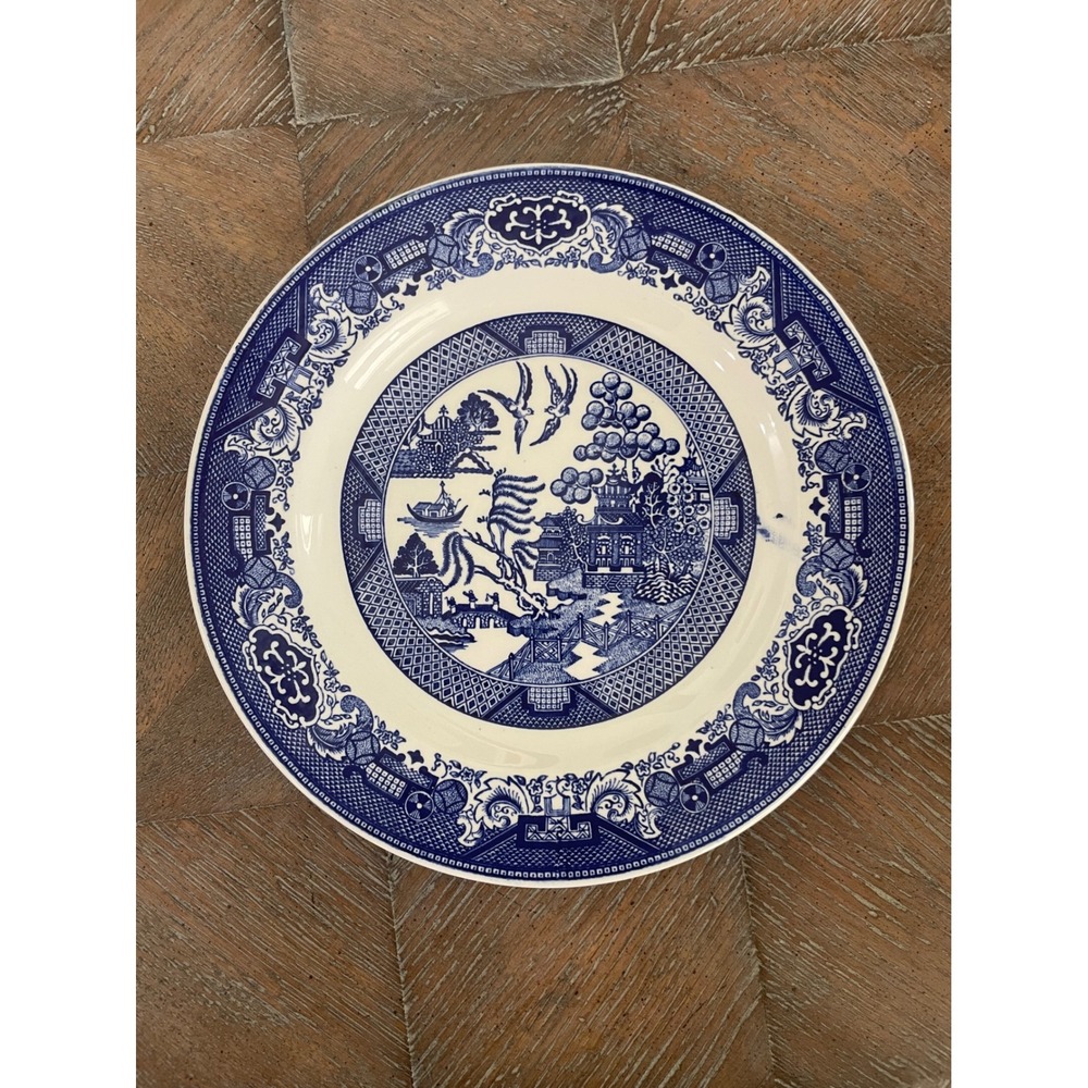 Vtg Willow Ware 10 Inch Dinner Plate by Royal China Blue & White Serve or Decor